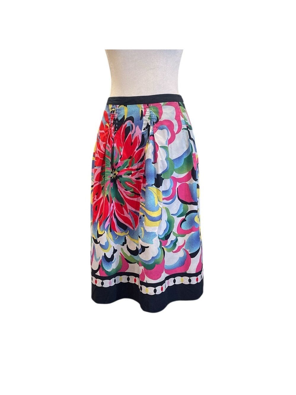 Palm Beach Floral A-Line Midi Skirt Colour Pop Print Size 10 - Picture 2 of 8